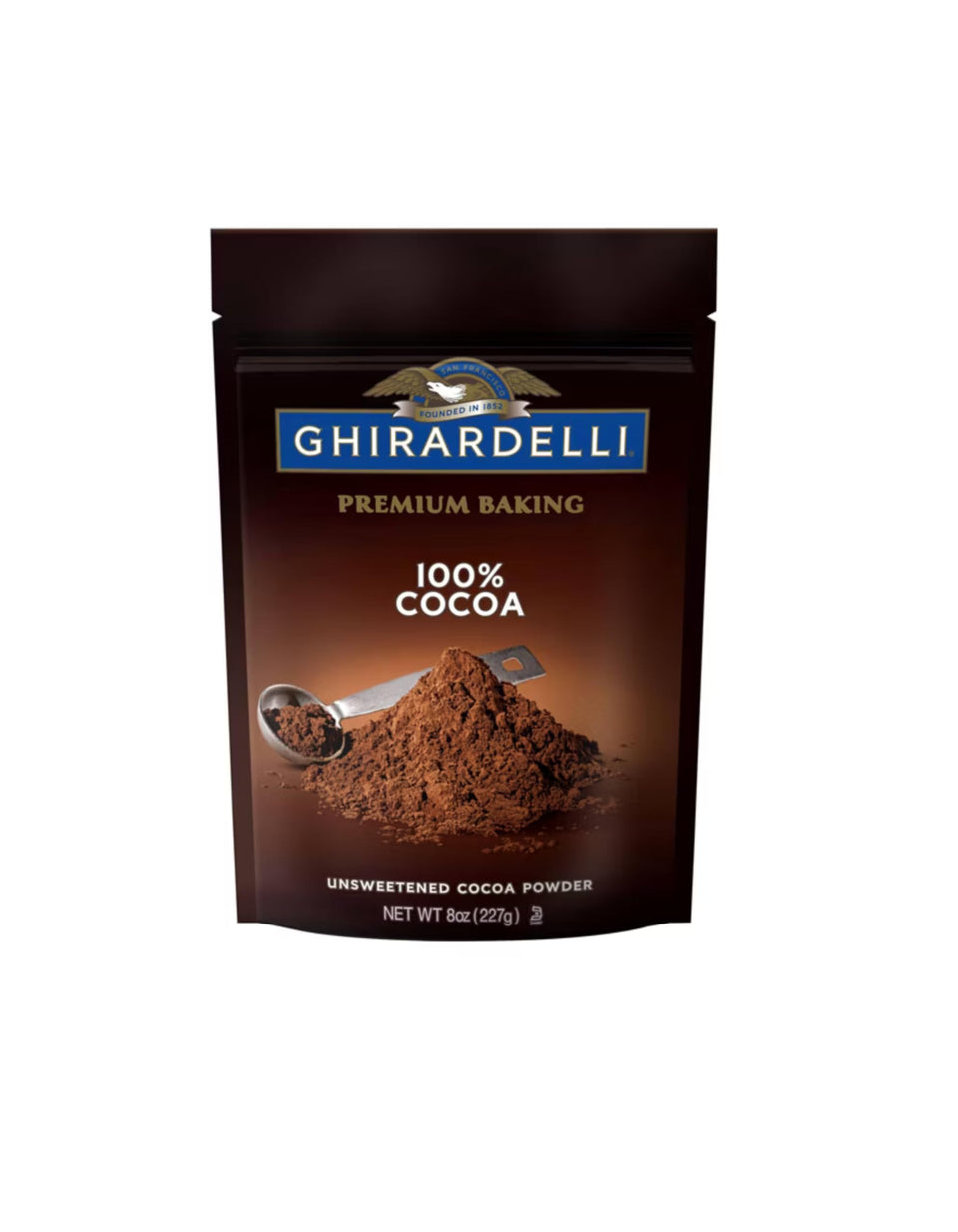 Delsmile Ghirardelli Premium Baking Cocoa front-label view for rich baking flavors.