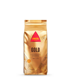 Delta Cafés Gold whole bean 1kg ready for fresh espresso, rich crema.