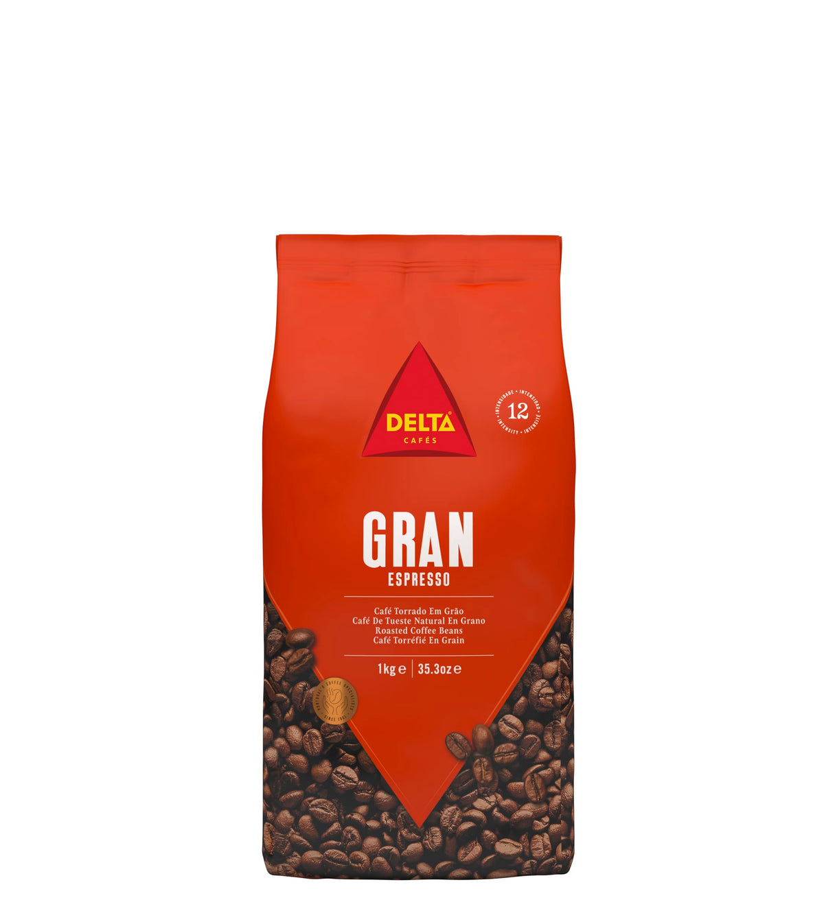Delta Cafés Gran Espresso whole bean 1kg pack for home espresso.