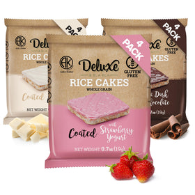 Deluxe & Bla Bla dark chocolate rice cake bite, a low-calorie crunchy treat