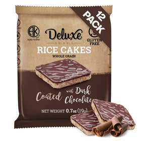 Deluxe & Bla Bla chocolate-covered rice cakes pack front, ready for on-the-go snacking.