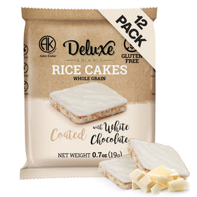 Deluxe & Bla Bla chocolate-covered rice cakes pack shows a crisp, low-calorie snack for busy days.