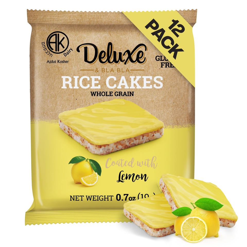 Deluxe & Bla Bla lemon coating rice cake offers a crisp, zesty snack.
