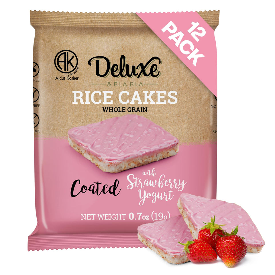 Deluxe & Bla Bla strawberry yogurt coating closeup showing a crisp bite and flavor