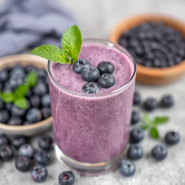 Blueberry powder in a smoothie delivering vibrant flavor