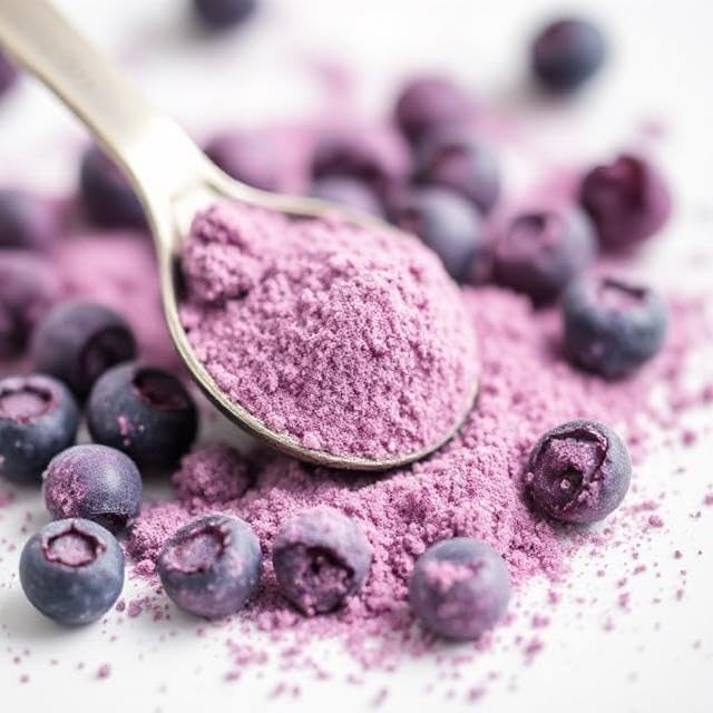 Blueberry powder topping on yogurt for natural sweetness