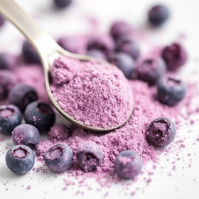 Blueberry powder topping on yogurt for natural sweetness
