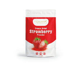 Demeter Botanicals freeze-dried strawberry powder jar adds real strawberry flavor to recipes.