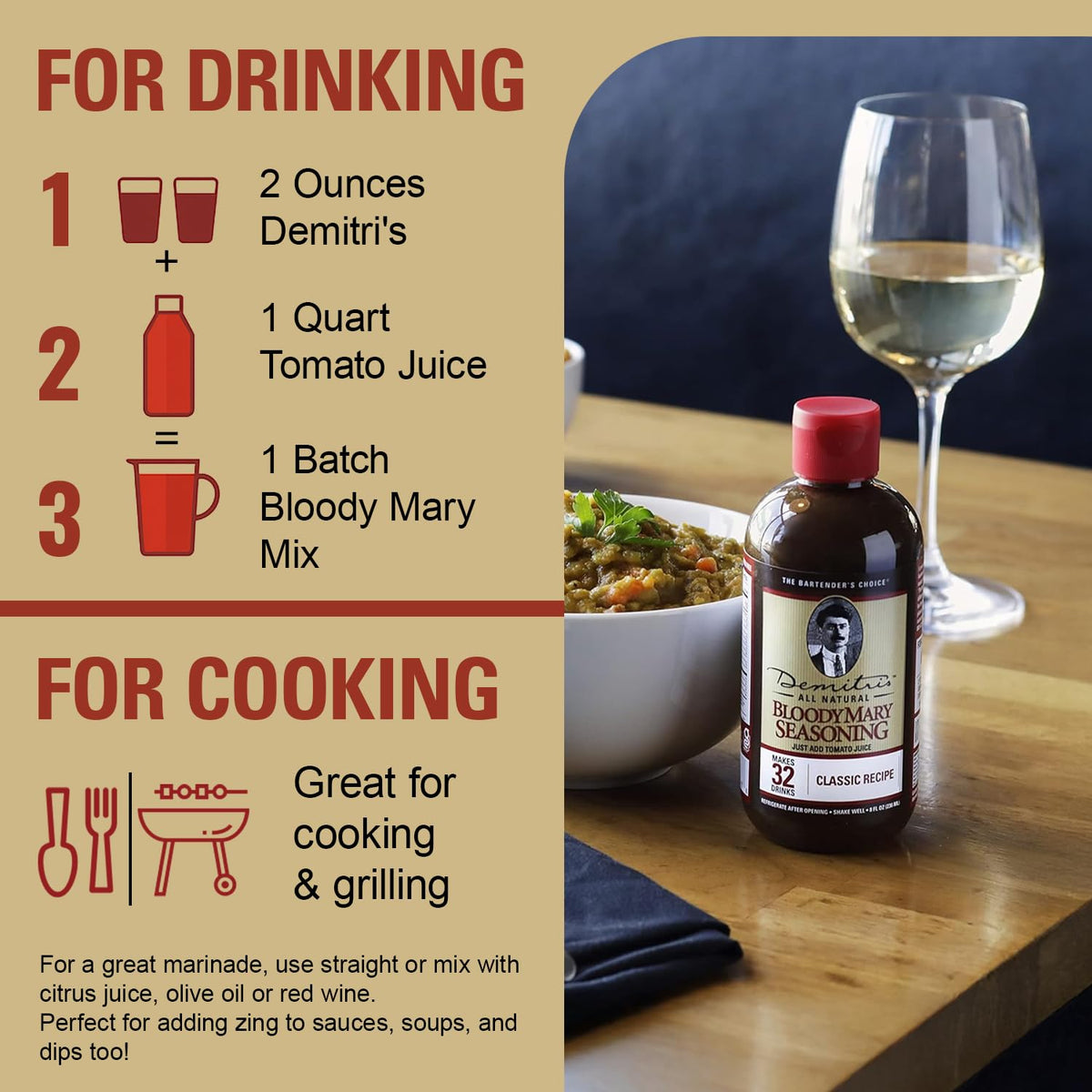 8oz Demitri's bottle ideal for home entertaining and gifting