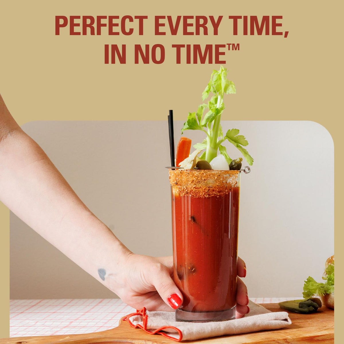 Demitri's Bloody Mary Seasoning Classic Recipe bottle close-up highlights bold, scratch-style flavor.