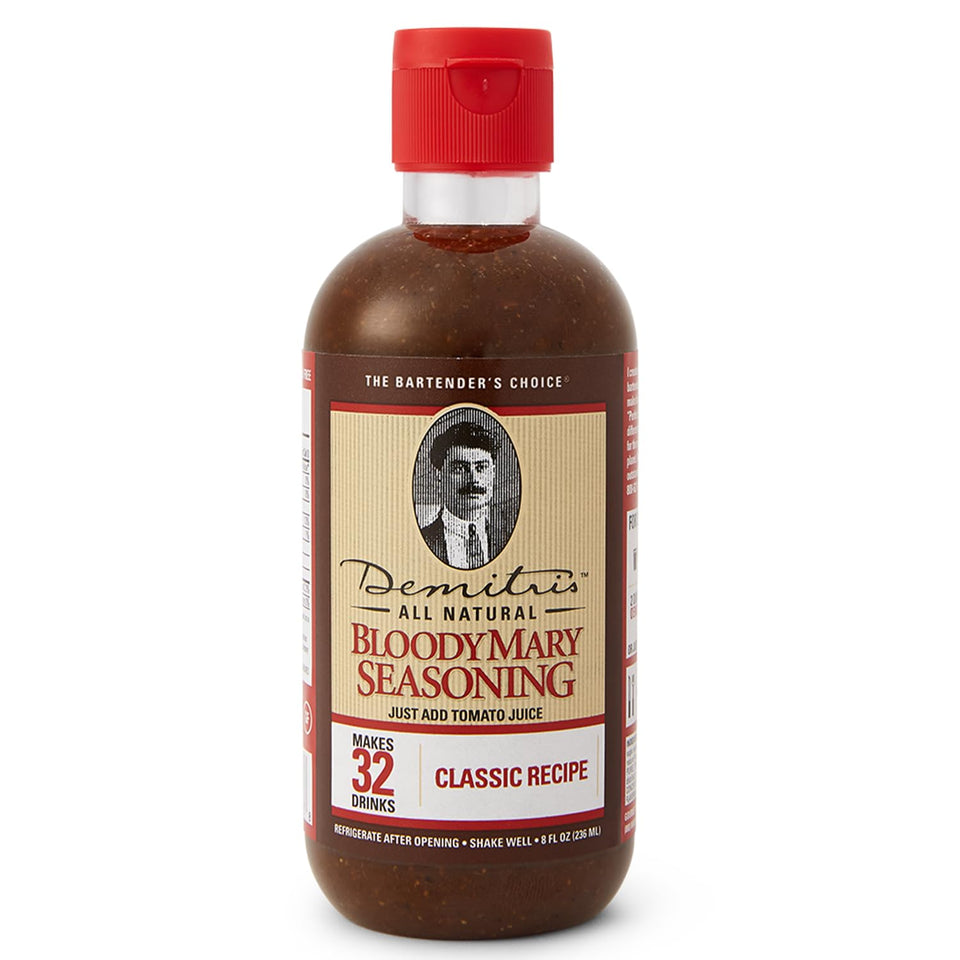 Demitri's Bloody Mary Seasoning Classic Recipe bottle ready for brunch cocktails