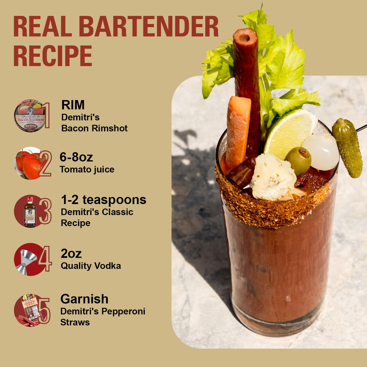Demitri's pepperoni straw in a drink — brunch garnish.