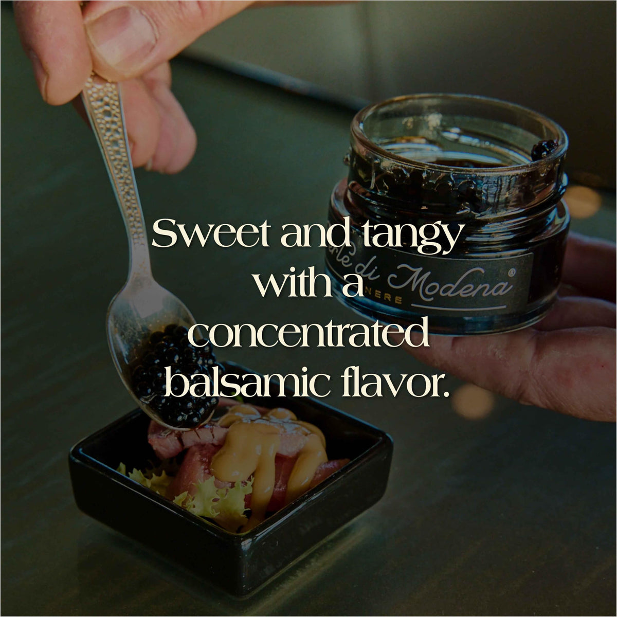 De Nigris Pearls break on palate delivering a unique texture for starters.