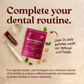 Dentagum natural berry flavour with terpenes and a cooling finish.