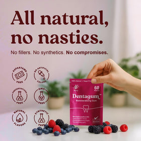 Dentagum pure tree sap gum base shown in natural resin blend.