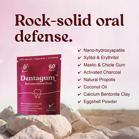 Dentagum xylitol berry flavour gum after meals for cavity-friendly routine.