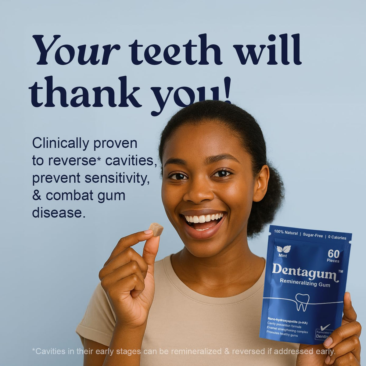 Dentagum with xylitol supports natural cavity protection and reduces plaque after meals.