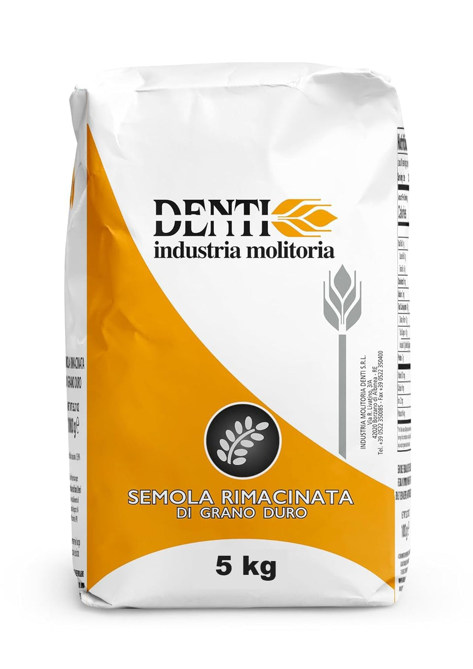 Denti Semola Flour 5kg bag showcases premium Italian semola for fresh pasta and gnocchi.