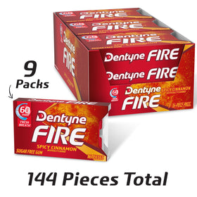 Dentyne Fire gum on a desk ready for a breath refresh