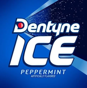 Individual gum piece shows minty flavor on a sugar-free design.