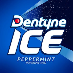 Dentyne Ice Peppermint pack in car for travel freshness.