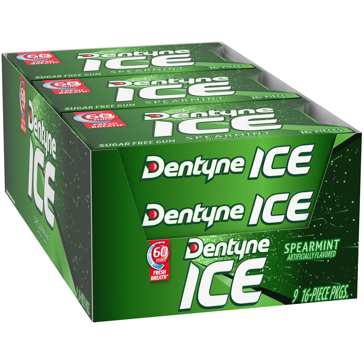 Dentyne Ice Spearmint Sugar-Free Gum car-glovebox pack for travel touch-ups.