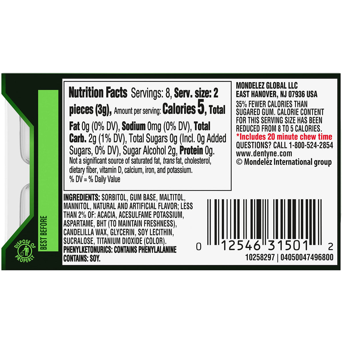Dentyne Ice Spearmint Sugar-Free Gum desk-drawer pack for office breath freshening.