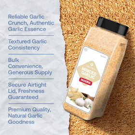Dependable Foods Minced Garlic label detail with kosher and non-GMO marks.