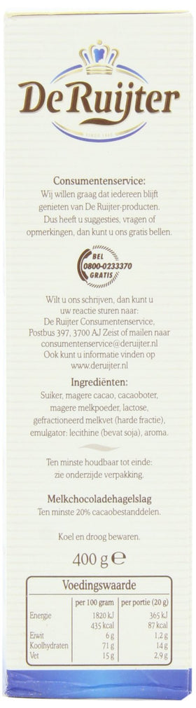 Deruyter Chocoadehagel Melk close-up shows creamy texture and glossy finish.