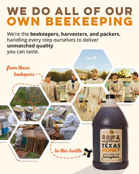 Desert Creek Honey bottle pour with drip-free flip-cap.