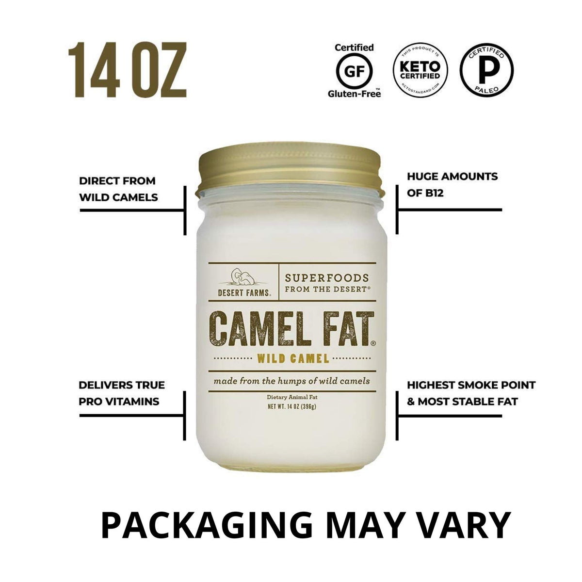 Desert Farms camel hump fat glossy finish perfect for frying and roasting.