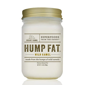 Desert Farms camel hump fat jar front view for high-heat frying and searing.