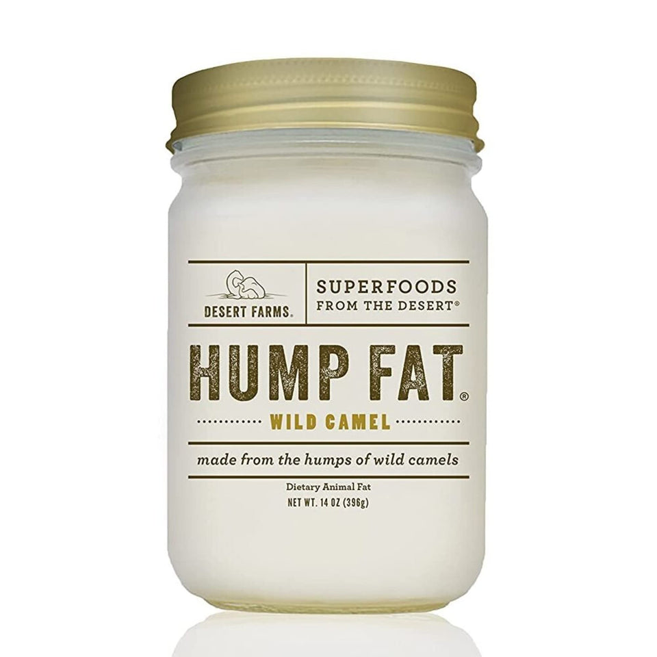 Desert Farms camel hump fat jar front view for high-heat frying and searing.