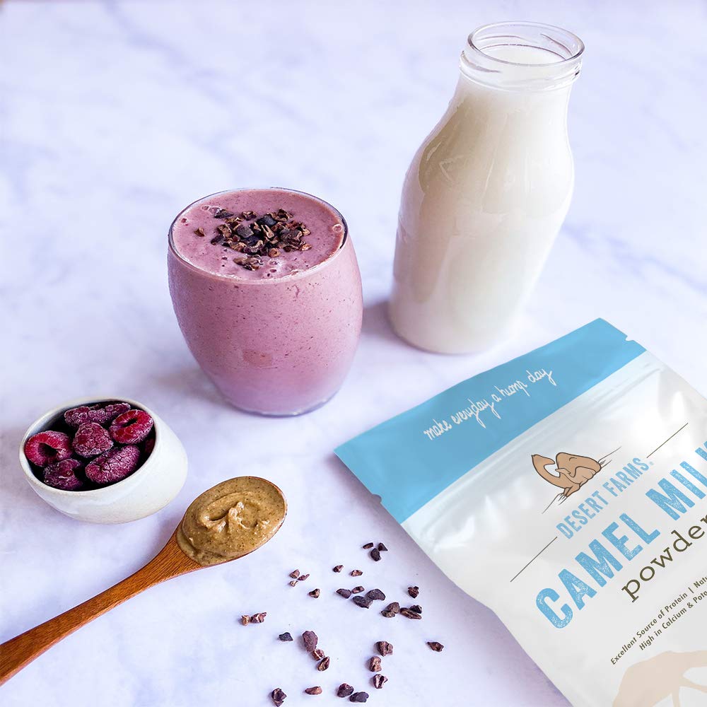 Desert Farms camel milk powder nutrition label highlights minerals
