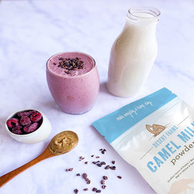 Desert Farms camel milk powder nutrition label highlights minerals