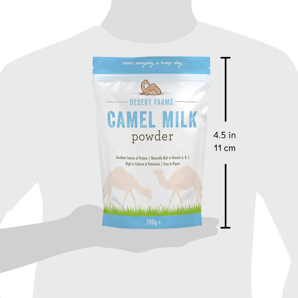 Desert Farms camel milk powder poured over cereal for breakfast