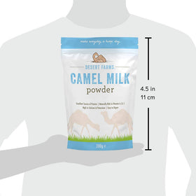 Desert Farms camel milk powder poured over cereal for breakfast