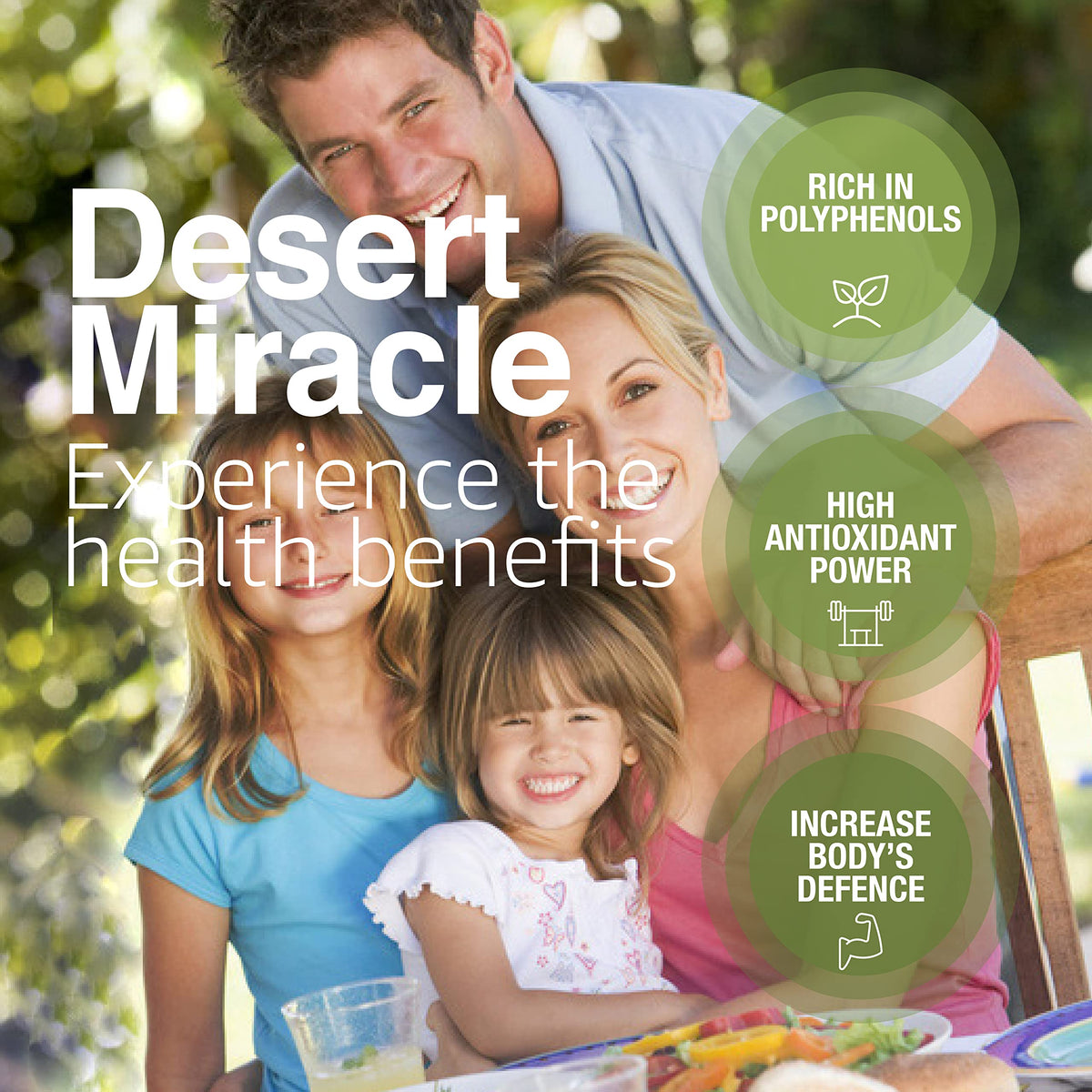 DesertMiracle label close-up highlighting organic, first cold-pressed quality.