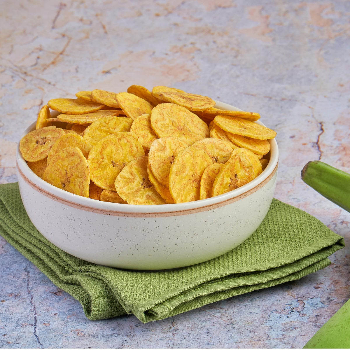 Desi Flavors plantain chips on the go — convenient snack for lunches.