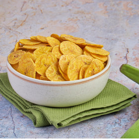 Desi Flavors plantain chips on the go — convenient snack for lunches.
