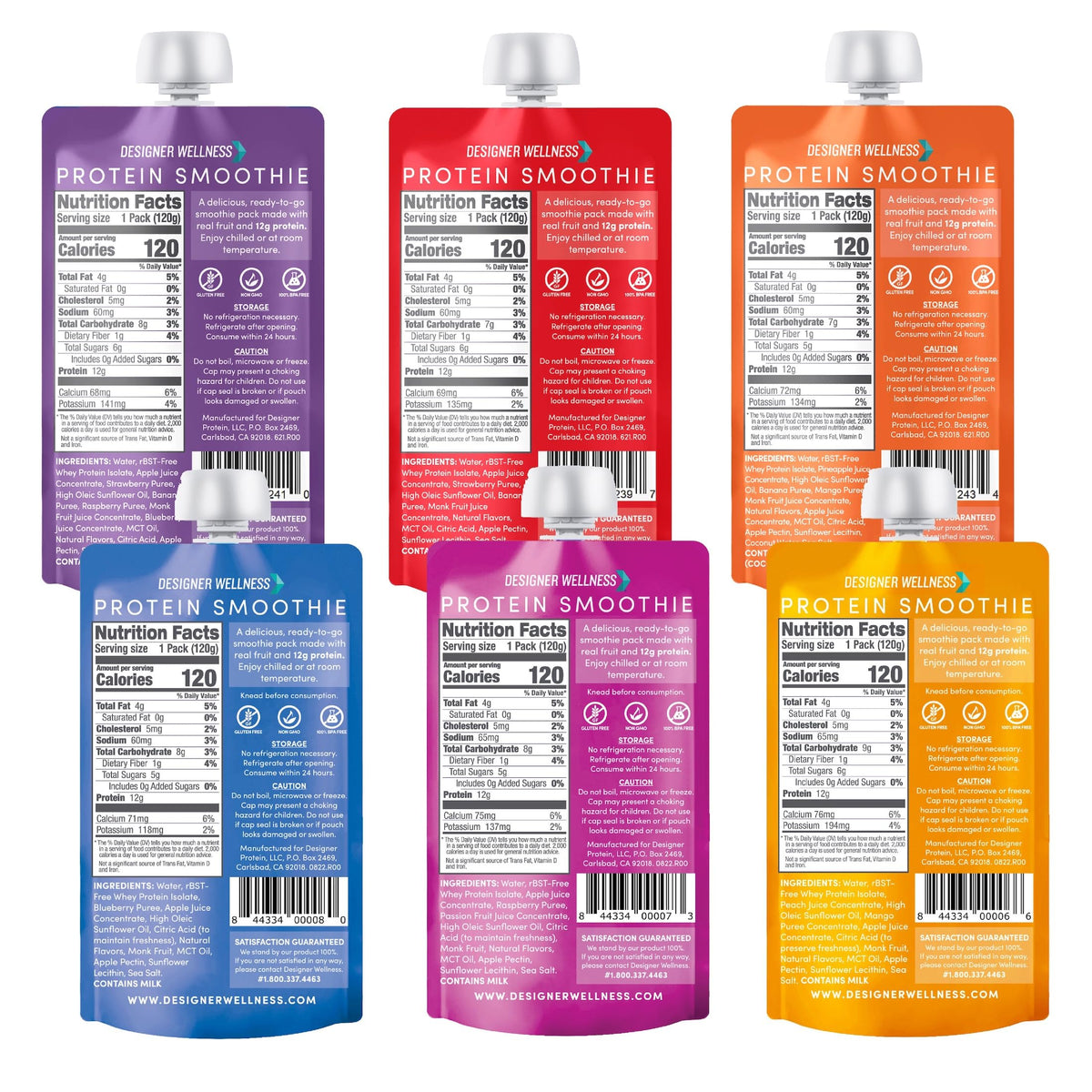 Designer Wellness smoothie 12g protein graphic highlights fast energy and protein support