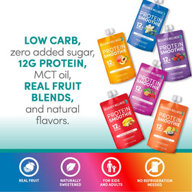 Designer Wellness low-carb smoothie nutrition label emphasizes light, satisfying snack