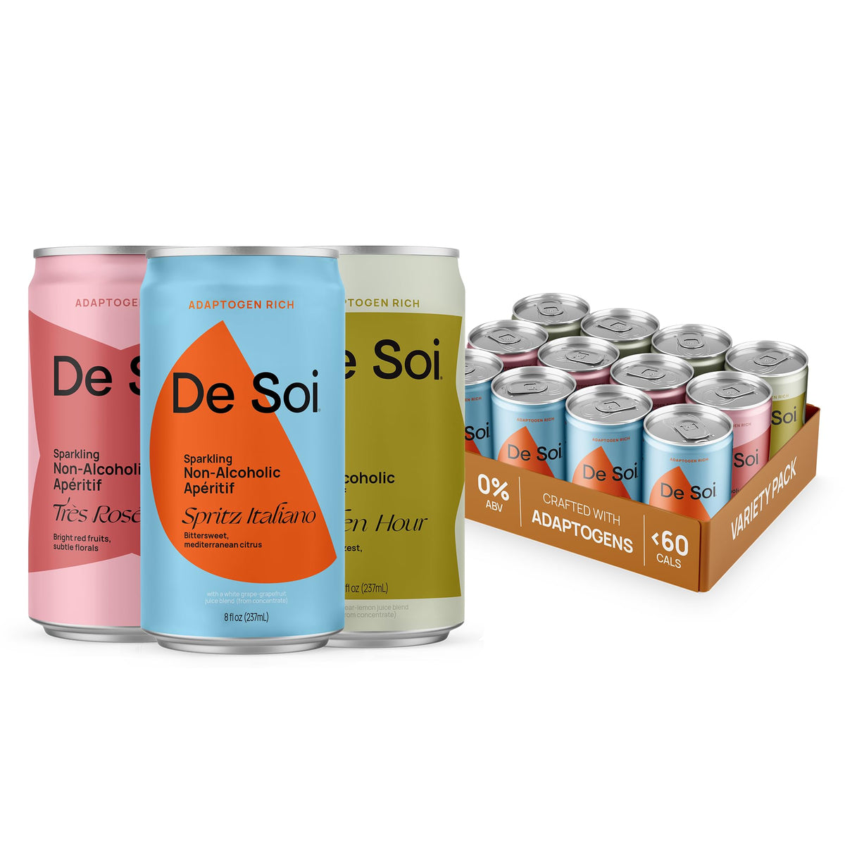 De Soi Spritz Italiano bottle pours into a glass, ideal for alcohol-free entertaining.