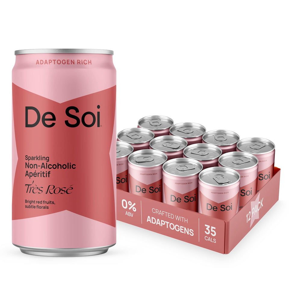 De Soi Très Rosé bottle highlights raspberry and lychee notes for an elegant mocktail