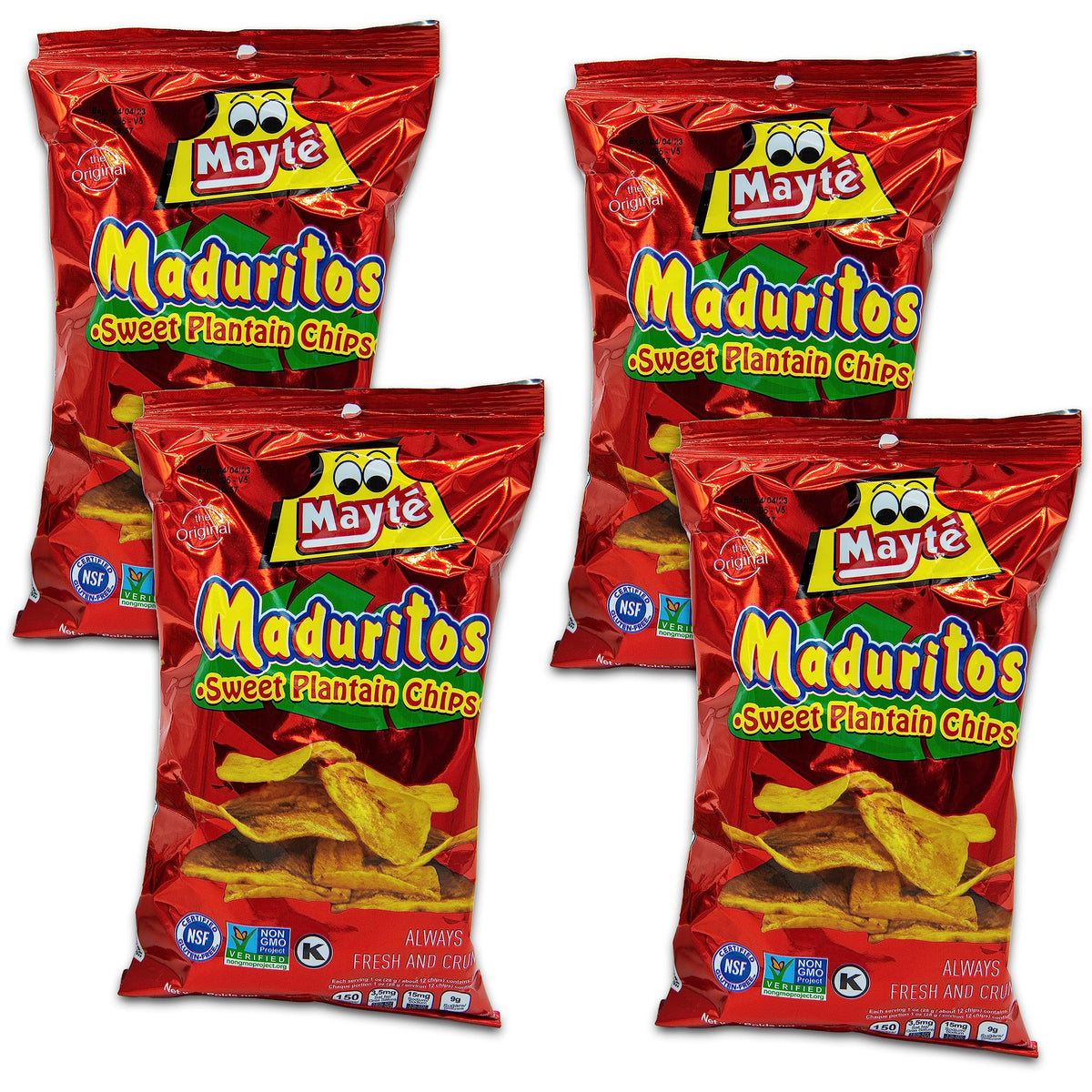 DESPENSA COLOMBIANA Maduritos pack of four sweet plantain chips, convenient pantry snack.