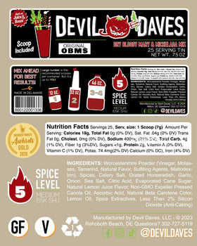 Scoop included in Devil Daves tub for precise 25-serving portions.