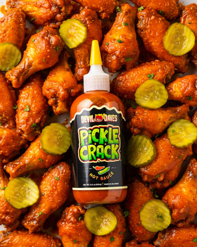 Close-up of 6,500 SHU heat for bold briny flavor on snacks.