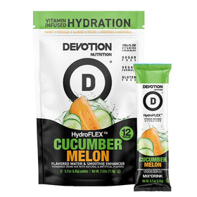 Devotion HydroFLEX cucumber melon pack ready to flavor water for hydration