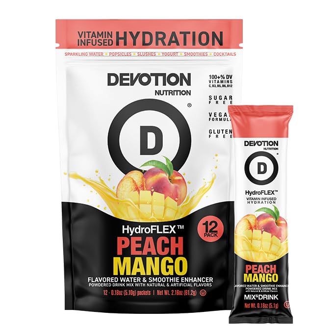 Devotion HydroFLEX Peach Mango stick dissolving in water for hydration