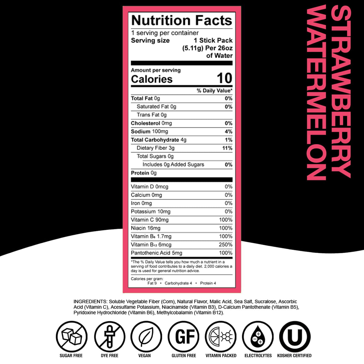HydroFLEX strawberry watermelon beverage in a glass with crisp flavor.